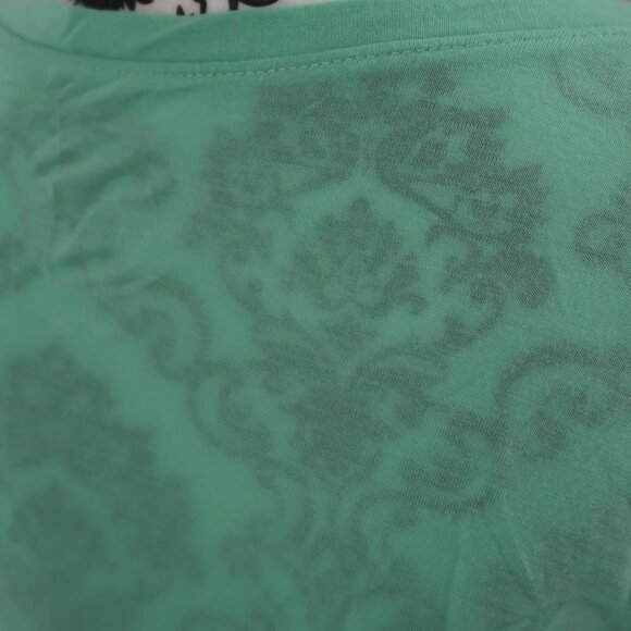 INC International Concepts Teal Semi Sheer T-Shirt Rhinestone Detail Sleeves XS - Picture 7 of 9